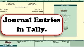 How to record journal entries in Tally  Tally Tutorial for Beginners [upl. by Cordula979]