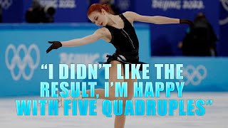 Figure skater Alexandra Trusova explained her emotions after the performance at the Beijing Olympics [upl. by Docila]