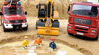 Bibo Play with Toy Fire truck Excavator Dump truck  Construction vehicle collection [upl. by Piggy]