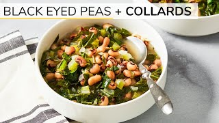 BLACK EYED PEAS  COLLARD GREENS  easy healthy soup recipe [upl. by Margherita]