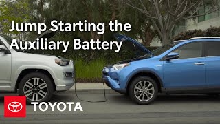 Toyota HowTo RAV4 Hybrid Auxiliary Battery Location and Jump Starting  Toyota [upl. by Scarface]