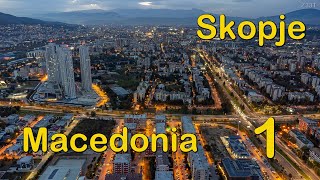 Skopje  Macedonia Evening footage from above 1 [upl. by Trever5]