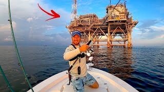 SOLO Fishing These HUGE GAS RIGS in the Gulf of Mexico  MULTIPLE SPECIES [upl. by Hendon]