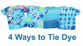 4 Ways to Tie Dye  Bullseye Swirl Stripe and Ombre [upl. by Drucy387]