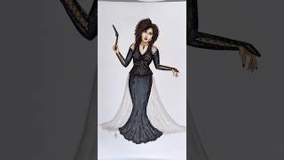 Bellatrix Lestrange ASMR fashion illustration asmrart alcoholmarkers harrypotterart markerart [upl. by Maribelle]