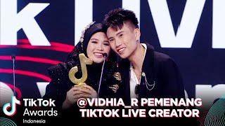 Selamat vidhiar Jadi Pemenang Tiktok Live Creator Of The Year  TIKTOK AWARDS INDONESIA 2023 [upl. by Nolram178]