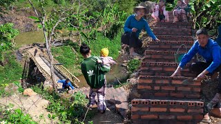 Completed Stairs Down to Stream Planted Roses Around House  Family Farm [upl. by Anived]