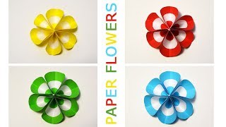 Beautiful Paper Colored FLOWERS Red and White Origami Tutorial DIY [upl. by Earlene]