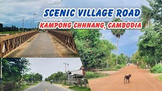 Scenic Drive in Cambodia  Village in Kampong Chhnang Province [upl. by Lehcor740]