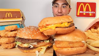 EATING MCDONALDS CRISPY CHICKEN NUGGETS FILET O FISH SANDWICH BIG MAC CHEESEBURGERS MUKBANG ASMR [upl. by Lear732]