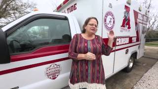 Robertsdale woman talks about Bamalance a retired ambulance dedicated to Crimson Tide 123014 [upl. by Ahsilav77]