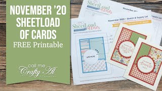 November 2020 SheetLoad of Cards  Debut amp FREE Printable [upl. by Atelra]