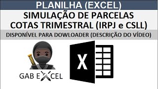 PLANILHA  SIMULAÇÃO de PARCELAS COTAS TRIMESTRAL IRPJ e CSLL  DEPARTAMENTO FISCAL irpj csll [upl. by Enomahs]