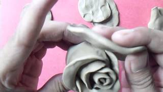 how to make rose step by step with clay  diy rose with clay [upl. by Oslec]