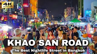 4K Saturday Night Walking Khao San Road Bangkok  Thailand 2023 [upl. by Yren]