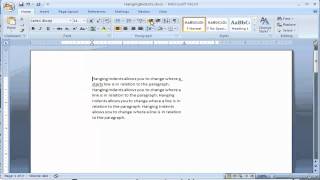 Changing indents in Microsoft Word 2007 Using the Ribbon [upl. by Ahsekal991]