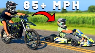 RACING 100hp Electric GoKart VS Insane Electric Dirt Bike With GEARS [upl. by Krilov]