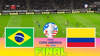 BRAZIL vs COLOMBIA  Copa America 2024 USA Final  Full Match  Realistic PES Gameplay [upl. by Amre]