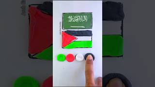 رسمت أعلام الدول العربية كلها💪😁 رسم علم السعودية 🇸🇦 رسم palestine makeuptutorial السعودية art [upl. by Henigman220]