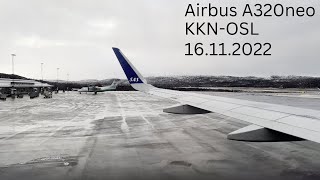 Kirkenes Airport Høybuktmoen KKN  Airbus A320neo  Takeoff  Quick DeIcing  4K Resolution [upl. by Babbie]