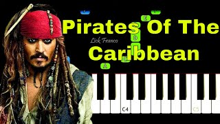 Pirates Of The Caribbean Easy Piano Tutorial [upl. by Ahtabat]