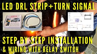 How To Install amp Wire LED DRL Light Strip  Turn Signal [upl. by Flam]