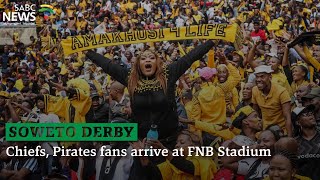 Soweto Derby I Chiefs Pirates fans arrive at FNB Stadium [upl. by Wiles]