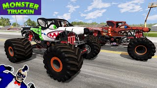 Monster Jam INSANE Racing Freestyle and High Speed Jumps 18  BeamNG Drive [upl. by Nahshun837]