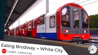 OpenBVE  EALING BRODWAY to WHITE CITY London Underground Central Line [upl. by Arodasi]