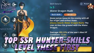 Solo Leveling Arise  MOST IMPORTANT SSR HUNTER SKILLS TO LEVEL FIRST [upl. by Ave]