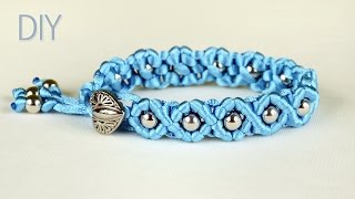 DIY Easy Wave Bracelet with Satin Cord and Beads [upl. by Goebel581]