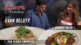 PanSeared Swordfish Steak over Fregula with a Caprese Salad  Chef Evan Deluty [upl. by Shea]