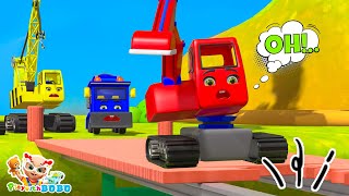 Broken Bridge Construction  Construction Truck Kids Cartoon  excavator dump trucks Kids Videos [upl. by Kelila]