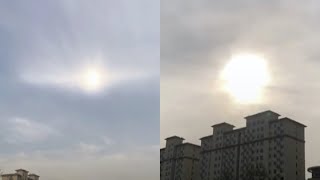 Incredible two suns phenomenon spotted over N China city [upl. by Sjoberg]