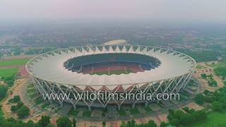 Delhi Stadium from high above  Jawaharlal Nehru Stadium [upl. by Aihsenrad774]