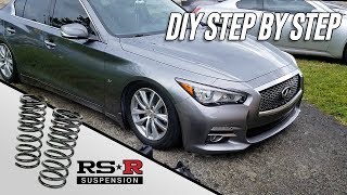 Q50 Lowering Springs Installation Guide  Step By Step [upl. by Enimrac]