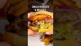 Double Smash Burger amp Wedges Serves 2  598 calories per portion 64g carbs  17g fat  43g protein [upl. by Barthold716]