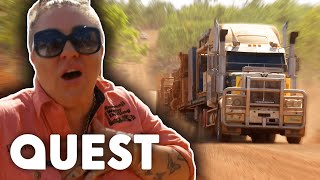 Truckers Struggle To Drive Up A Steep Slope  Outback Trucker [upl. by Pride]