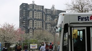 The ultimate photobomb of the Norfolk Court demolition in Glasgow thankyou First Bus [upl. by Simsar385]