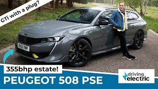 New 2021 Peugeot 508 PSE plugin hybrid estate review  DrivingElectric [upl. by Maro216]