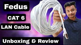 Fedus CAT6 Lan Cable or Ethernet Cable with RJ45 Connector Review Speed Test amp for PC amp Router [upl. by Raasch]