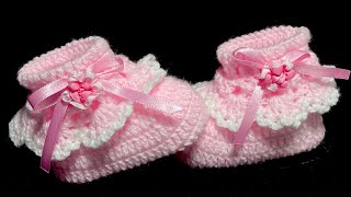 SON PRECIOSOS 🤩 Zapatitos Escarpines Botitas para bebe a crochet SUPER FACIL PATRON DE GANCHILLO [upl. by Snodgrass243]