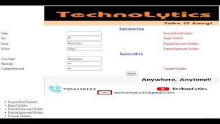 Create a Registration form to demonstrate use of various Validation controls [upl. by Neersan265]