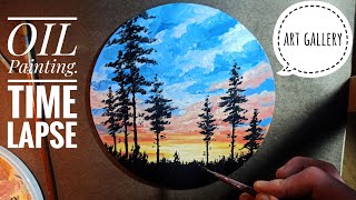 painting sunset for beginners  oil painting  easy  step by step  ზეთის საღებავებით ხატვა [upl. by Choo972]