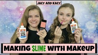 Making Slime With Makeup Challenge  Jacy and Kacy [upl. by Eelan]