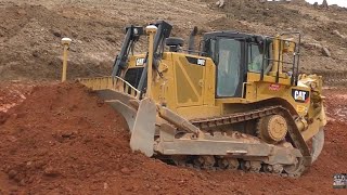 A Big Caterpillar D8T Dozer Pushing Dirt [upl. by Aeila670]