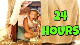 24 HOURS IN A BLANKET FORT 24 HOUR CHALLENGE With Fun and Crazy Kids [upl. by Elocal529]