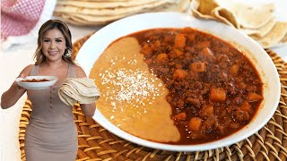 My GoTo Meal under 30 Minutes PICADILLO CON CHILE COLORADO and FLOUR TORTILLAS [upl. by Kippy]