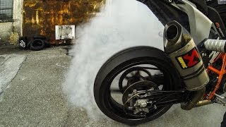 Facebook Celebration 100K burnout with KTM 690 Duke  Rok Bagoros [upl. by Cloris]