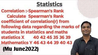 Correlation Spearmans Rank Example2 Calculate Spearmans Rank coefficient of correlationr [upl. by Salamanca]